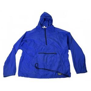 Vintage L.L.Bean Blue Hooded Pullover Windbreaker Jacket Anorak Mens Large